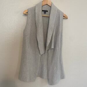 Saks Fifth Avenue Draped Front Cardigan Vest 100% Cashmere Womens Size XS Grey